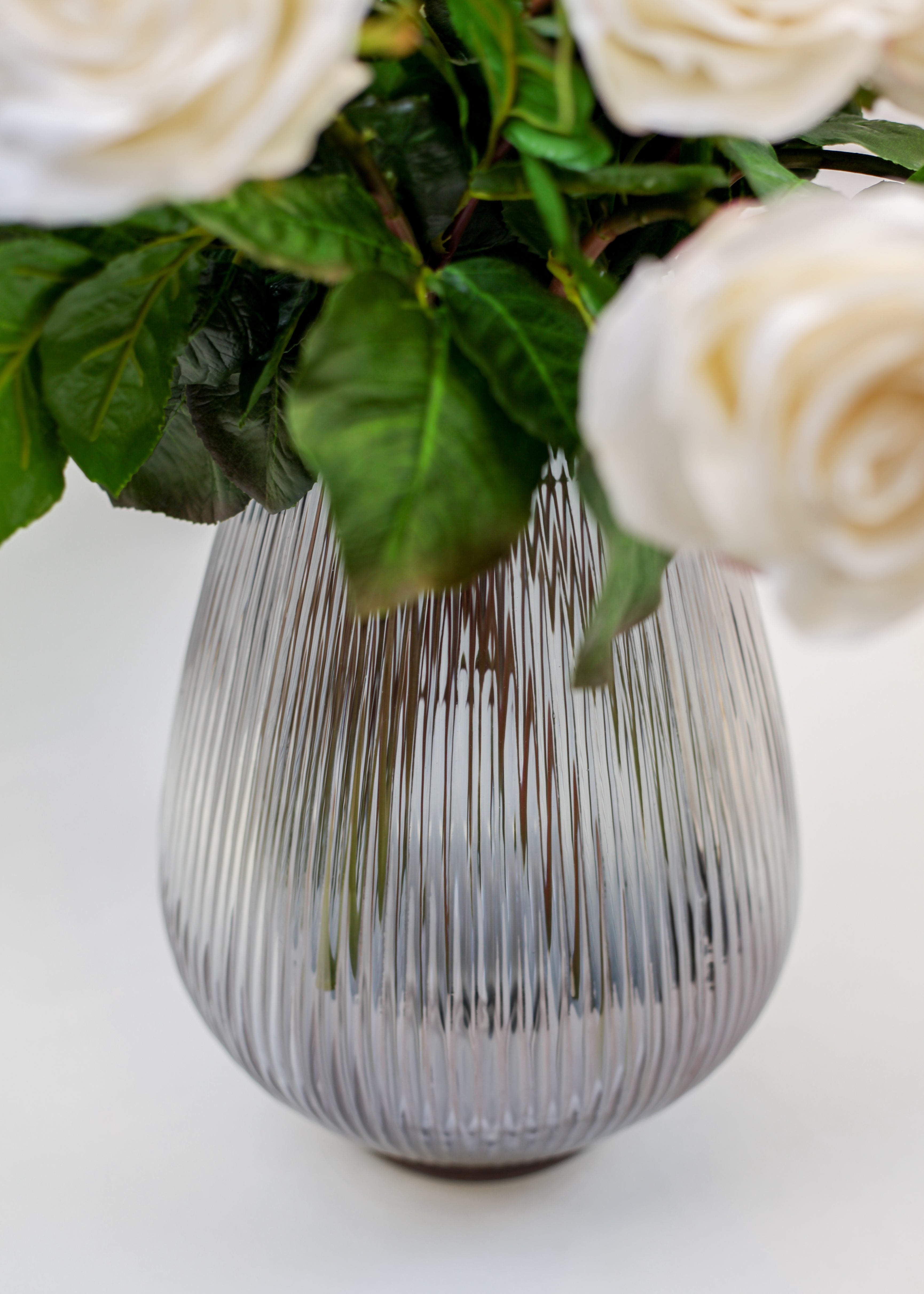 Ribbed Smoke Teardrop Vase (12")