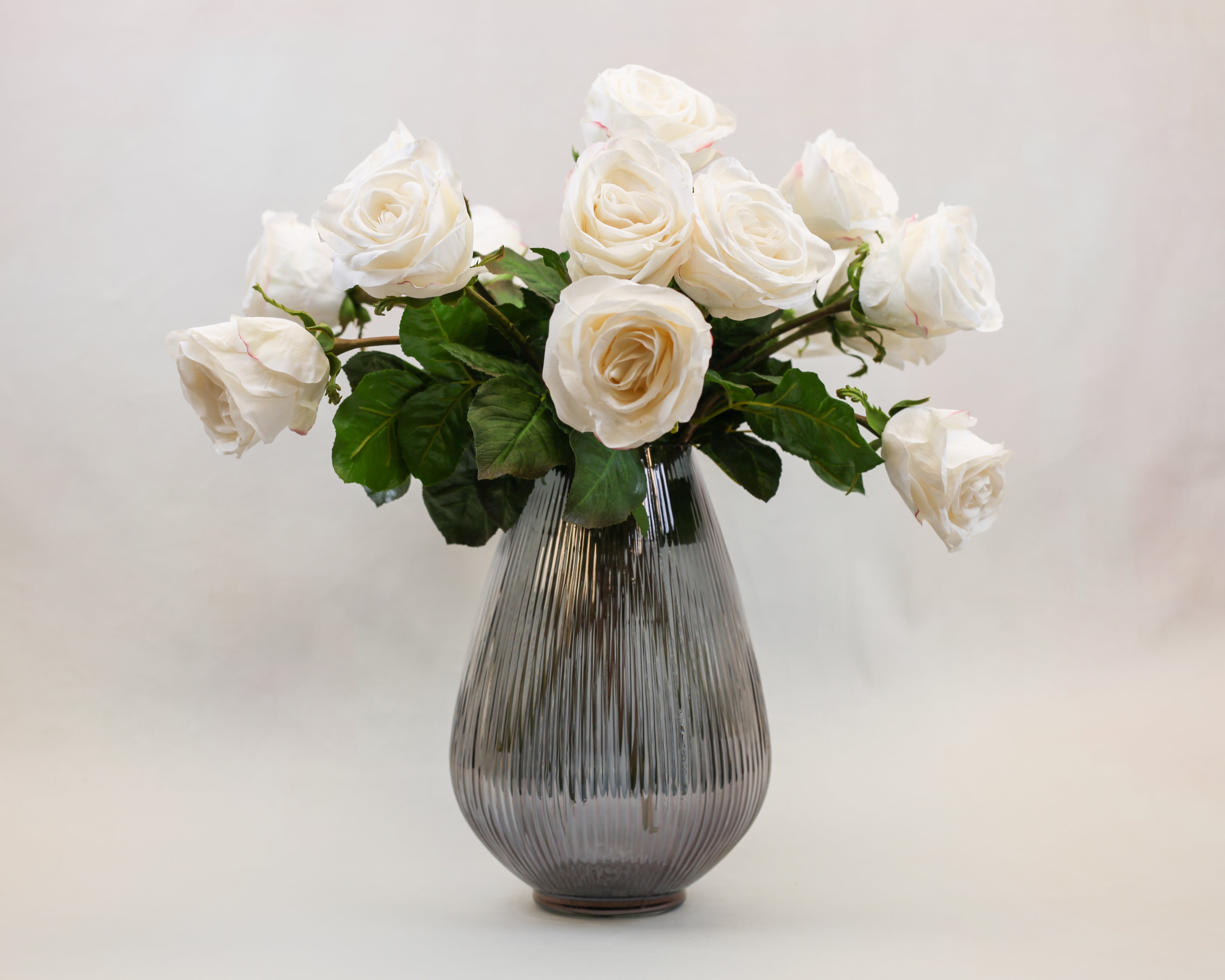 Ribbed Smoke Teardrop Vase (12")