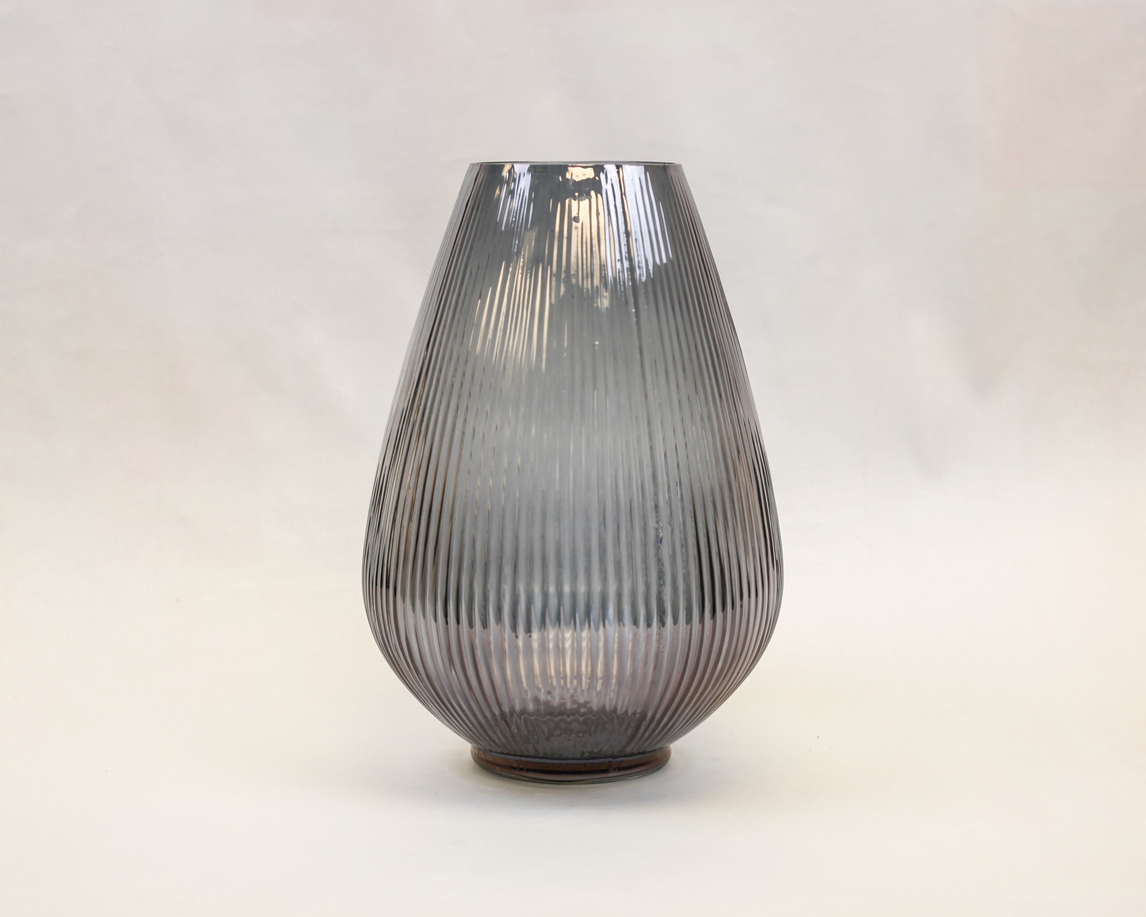 Ribbed Smoke Teardrop Vase (12")