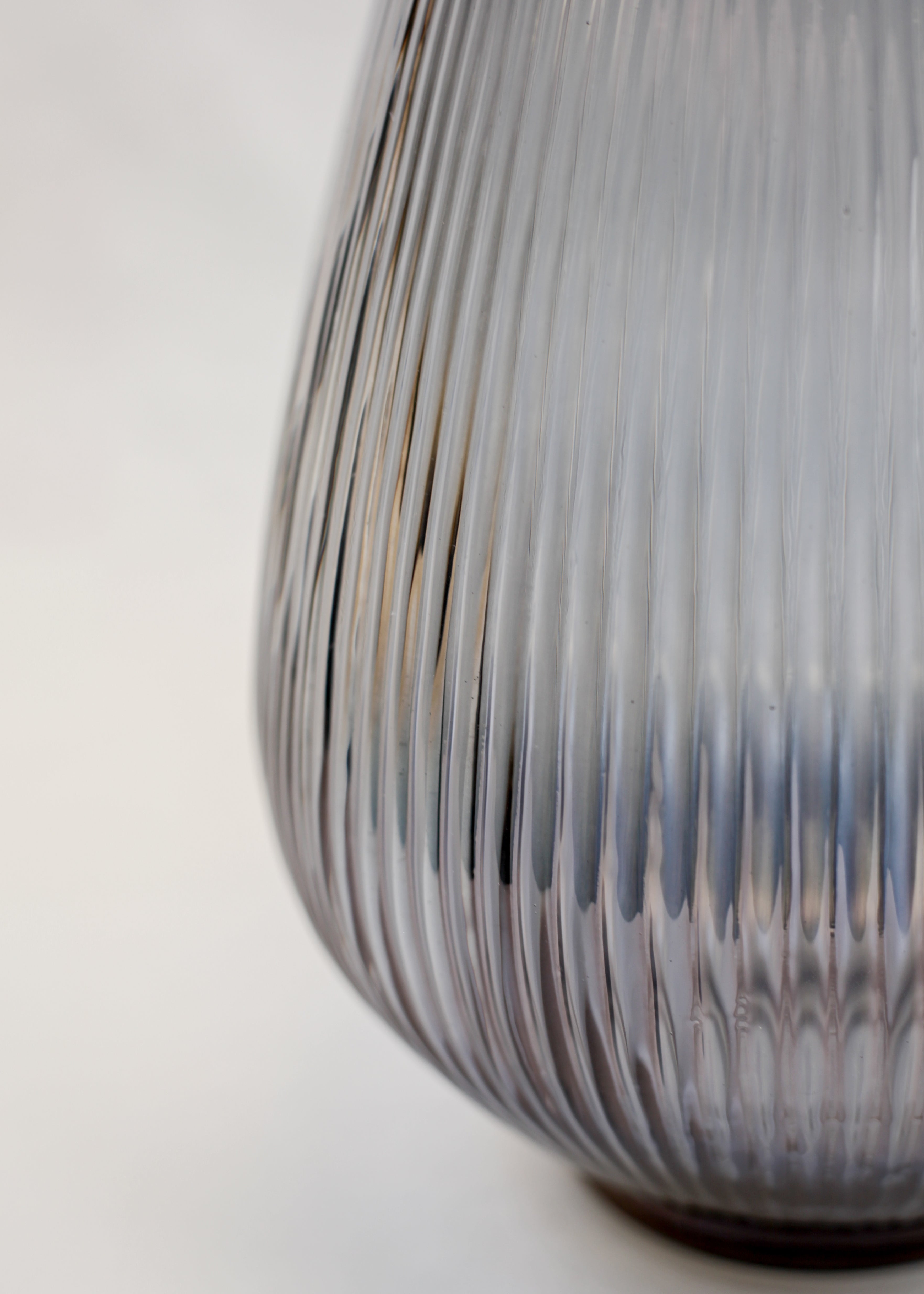 Ribbed Smoke Teardrop Vase (12")
