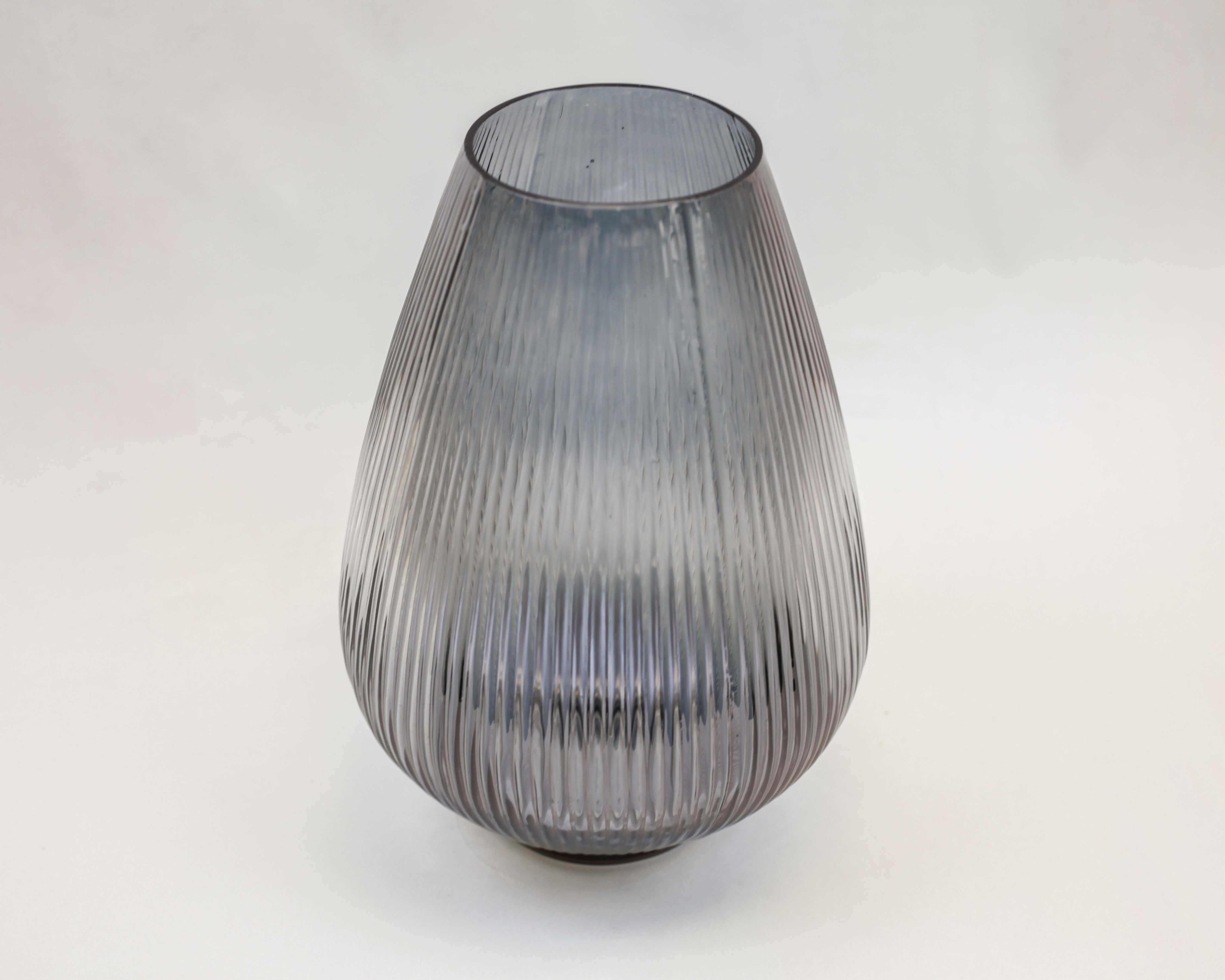 Ribbed Smoke Teardrop Vase (12")