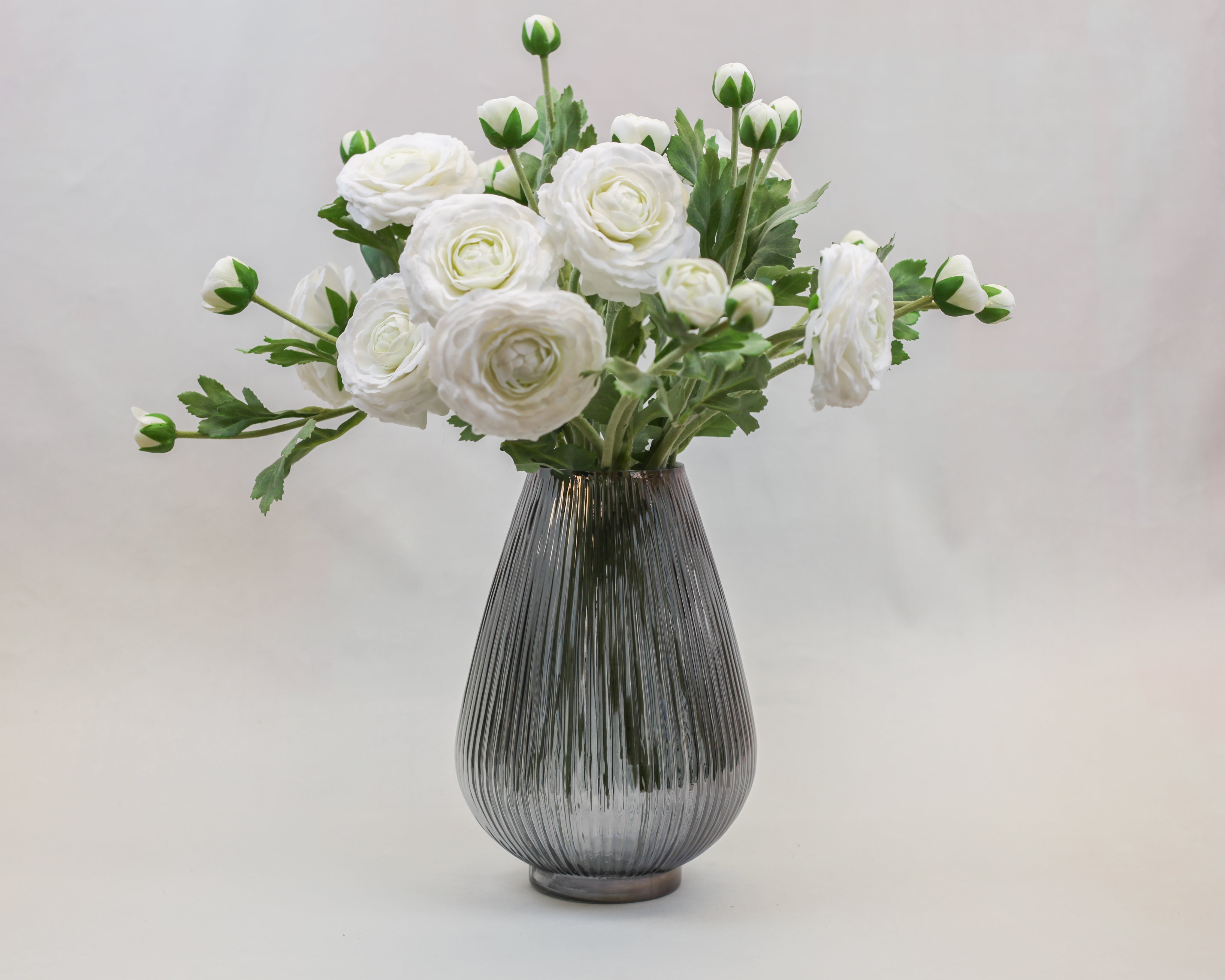 Ribbed Smoke Teardrop Vase (9")