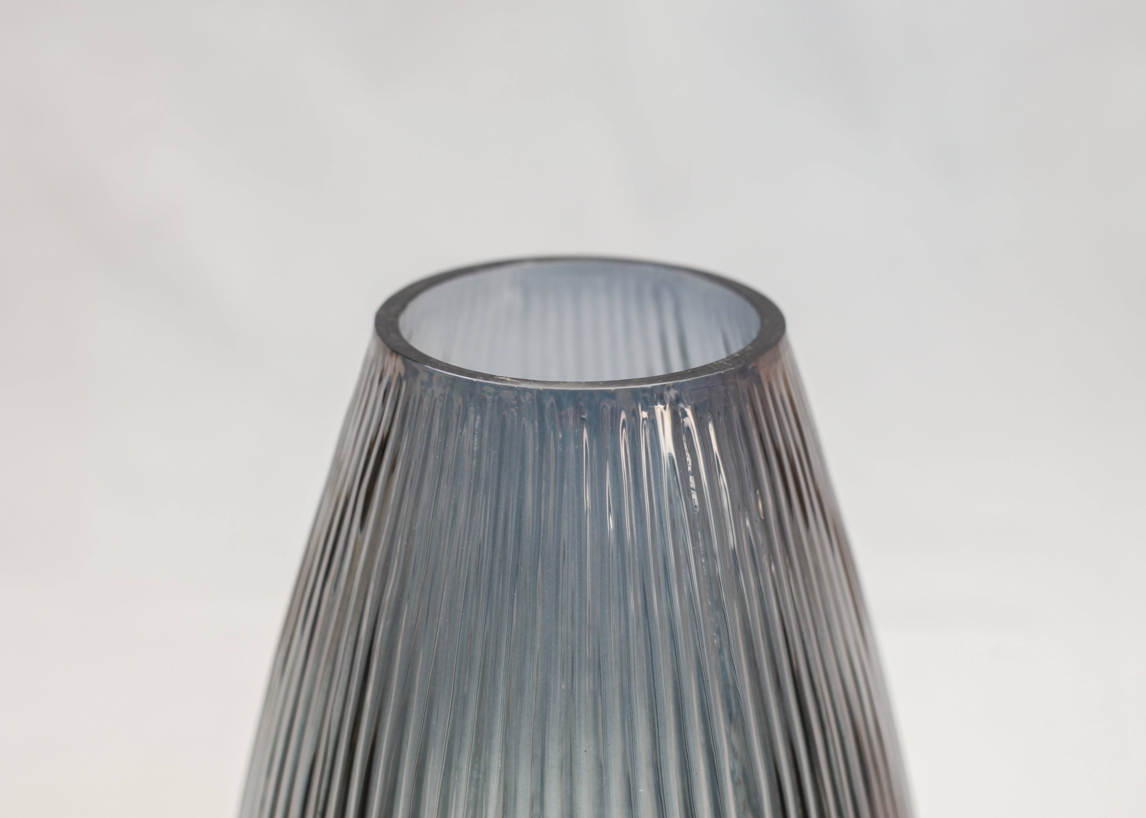 Ribbed Smoke Teardrop Vase (9")
