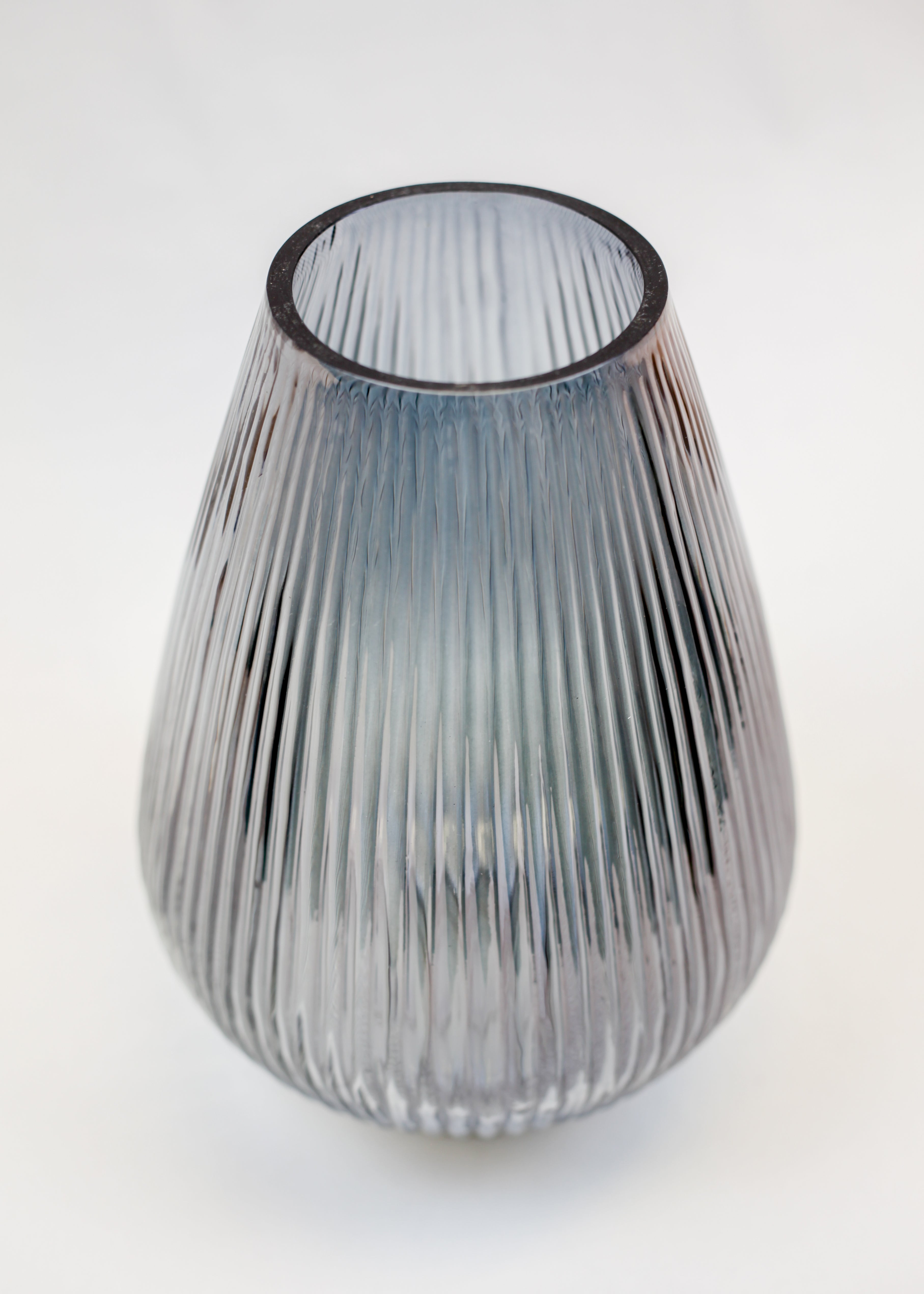 Ribbed Smoke Teardrop Vase (9")