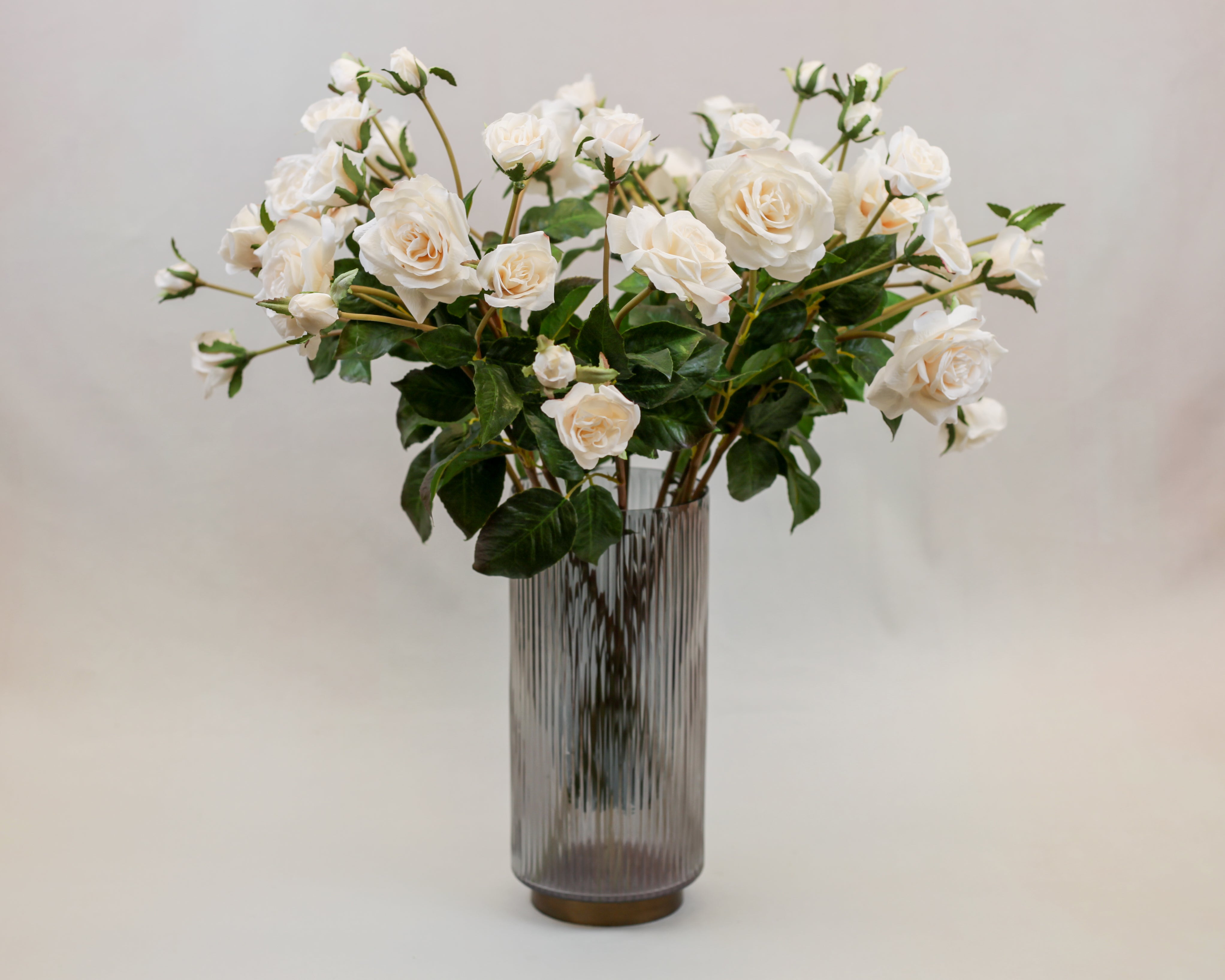 Ribbed Smoke Glass Vase (12")