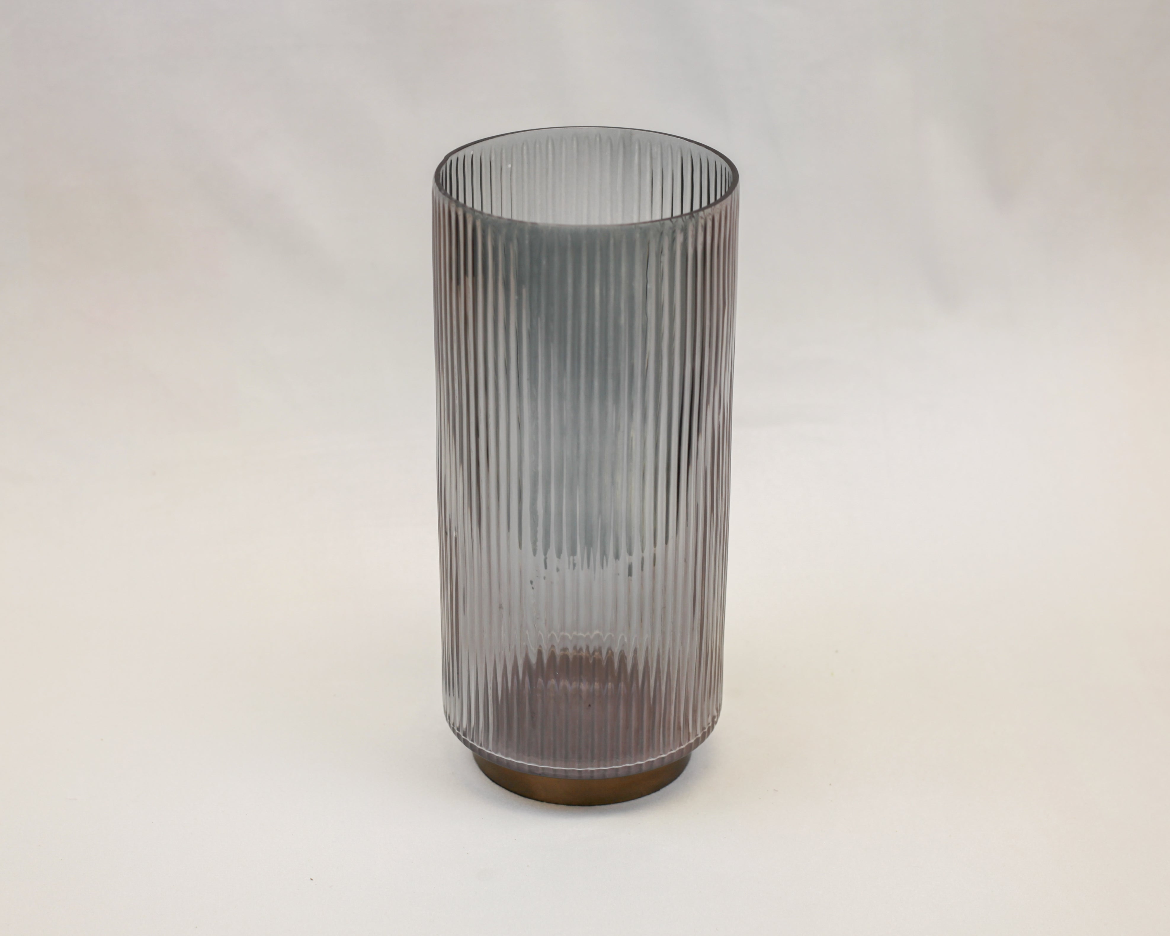 Ribbed Smoke Glass Vase (12")