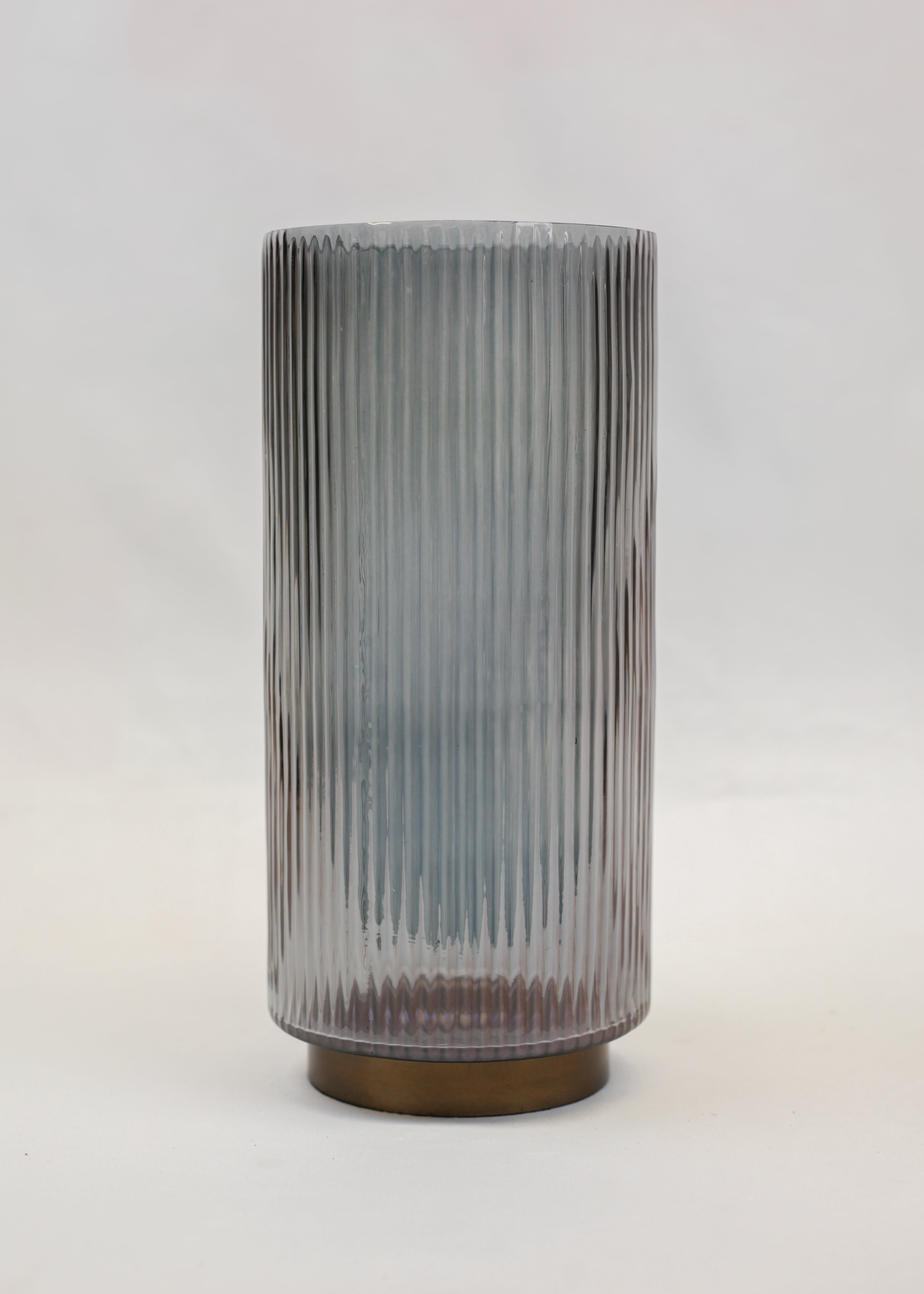 Ribbed Smoke Glass Vase (12")
