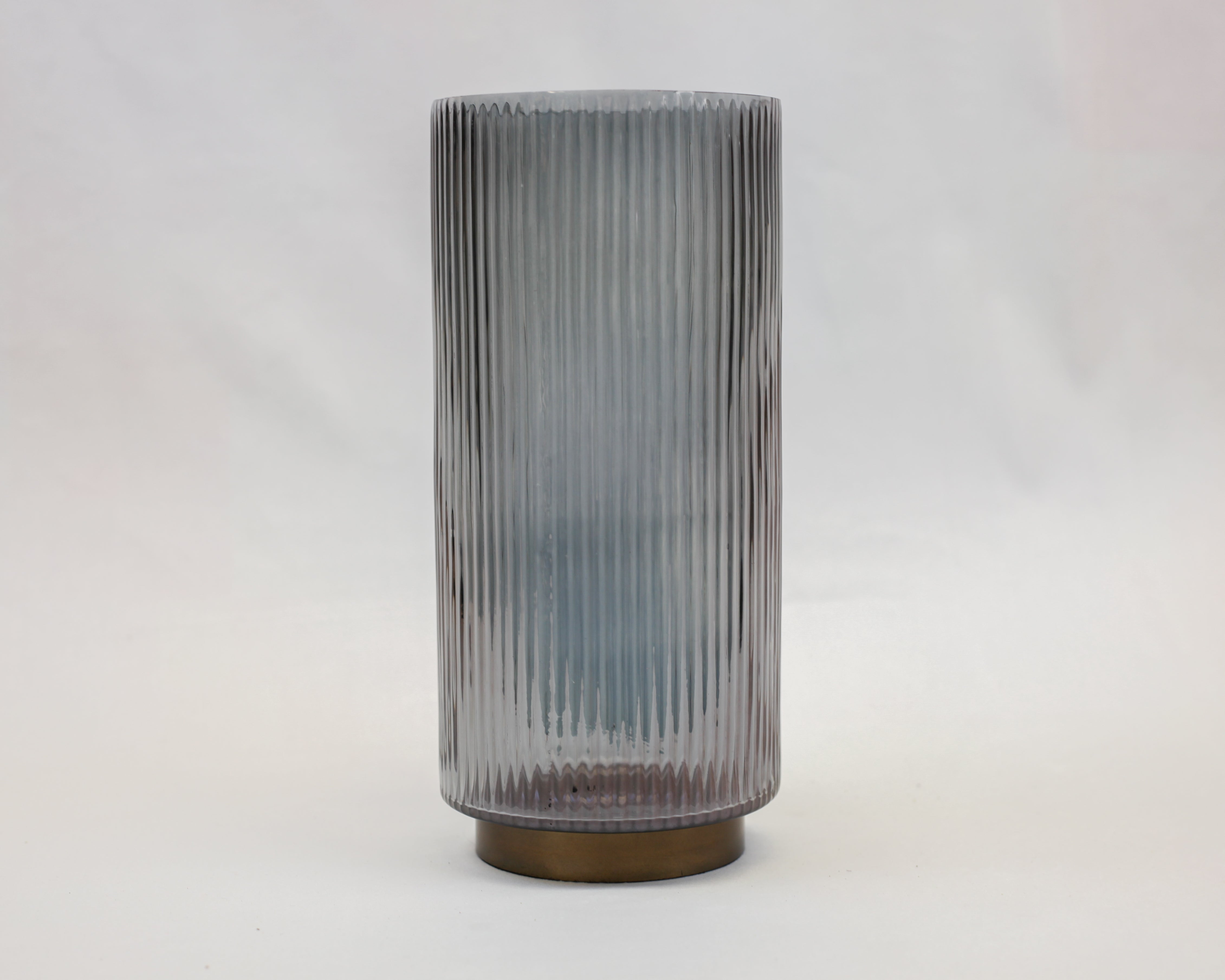 Ribbed Smoke Glass Vase (12")