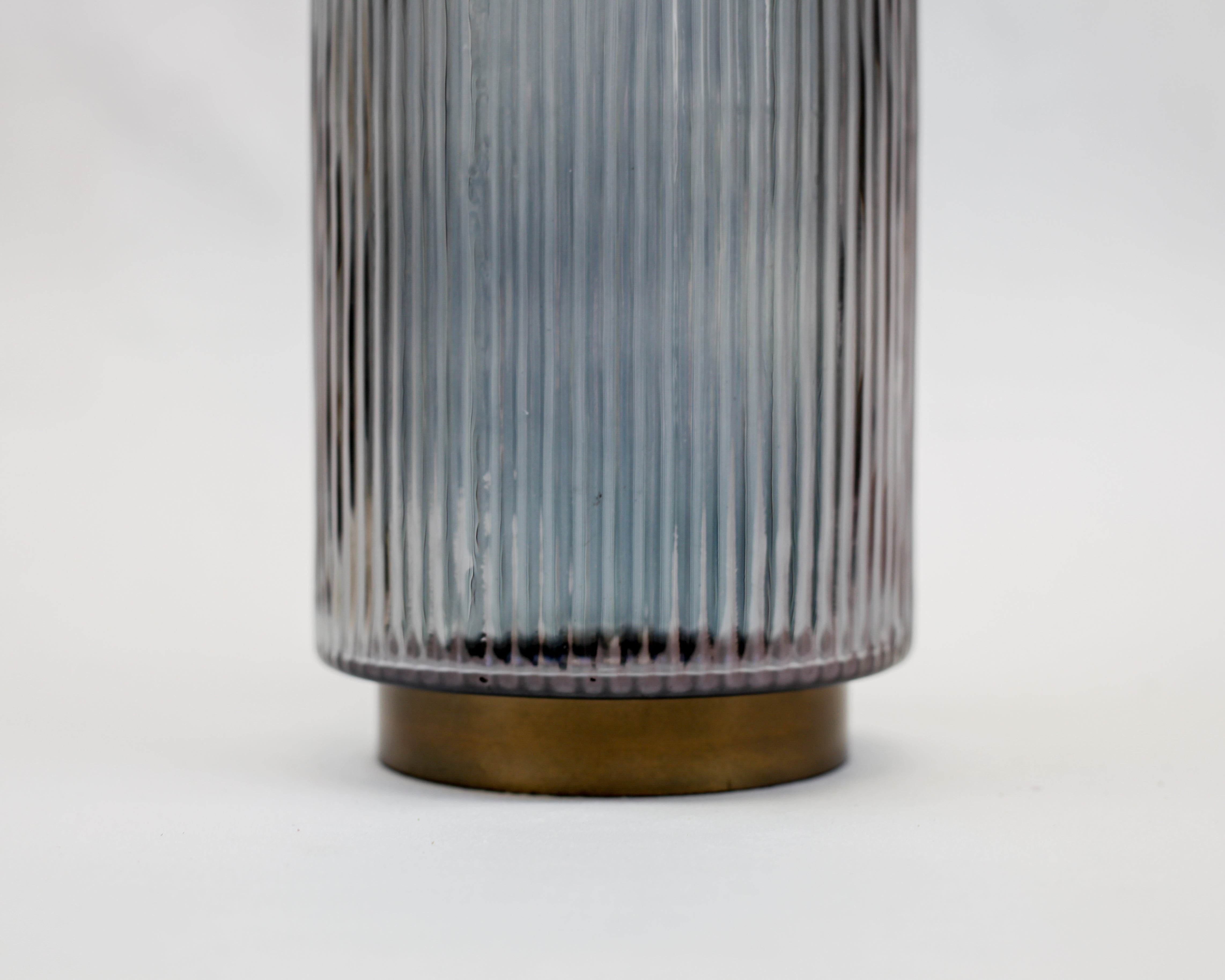 Ribbed Smoke Glass Vase (12")