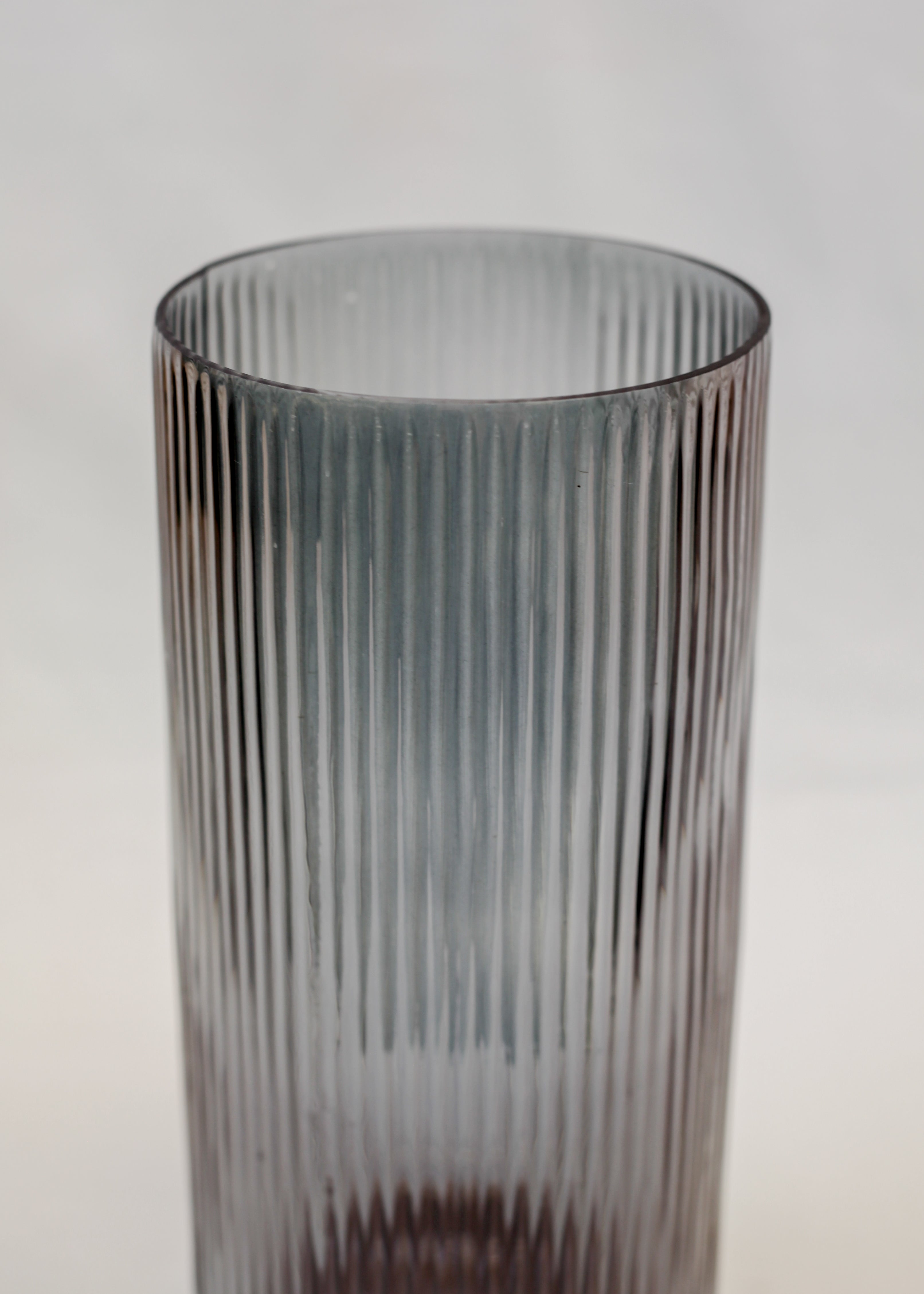 Ribbed Smoke Glass Vase (12")