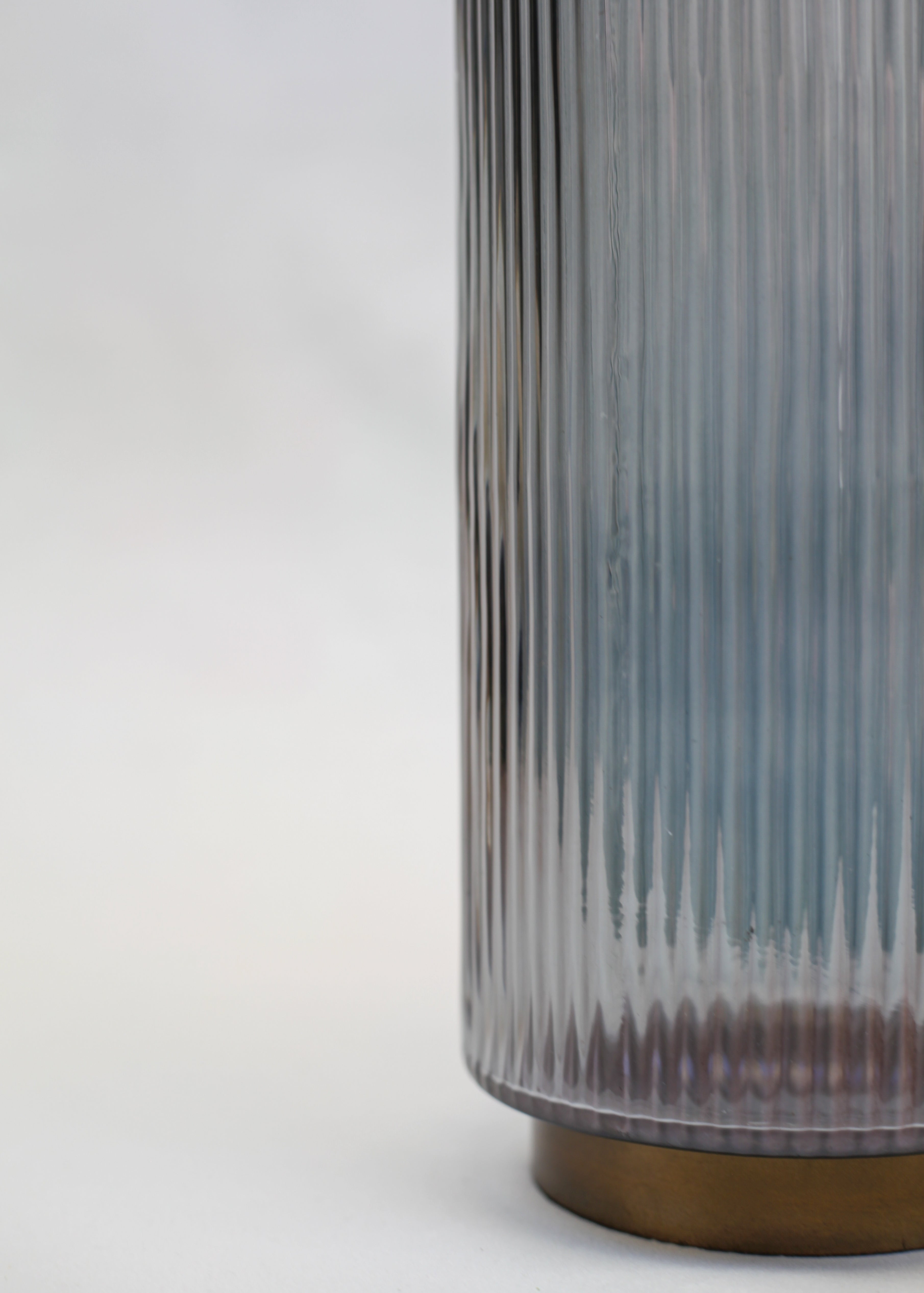 Ribbed Smoke Glass Vase (12")
