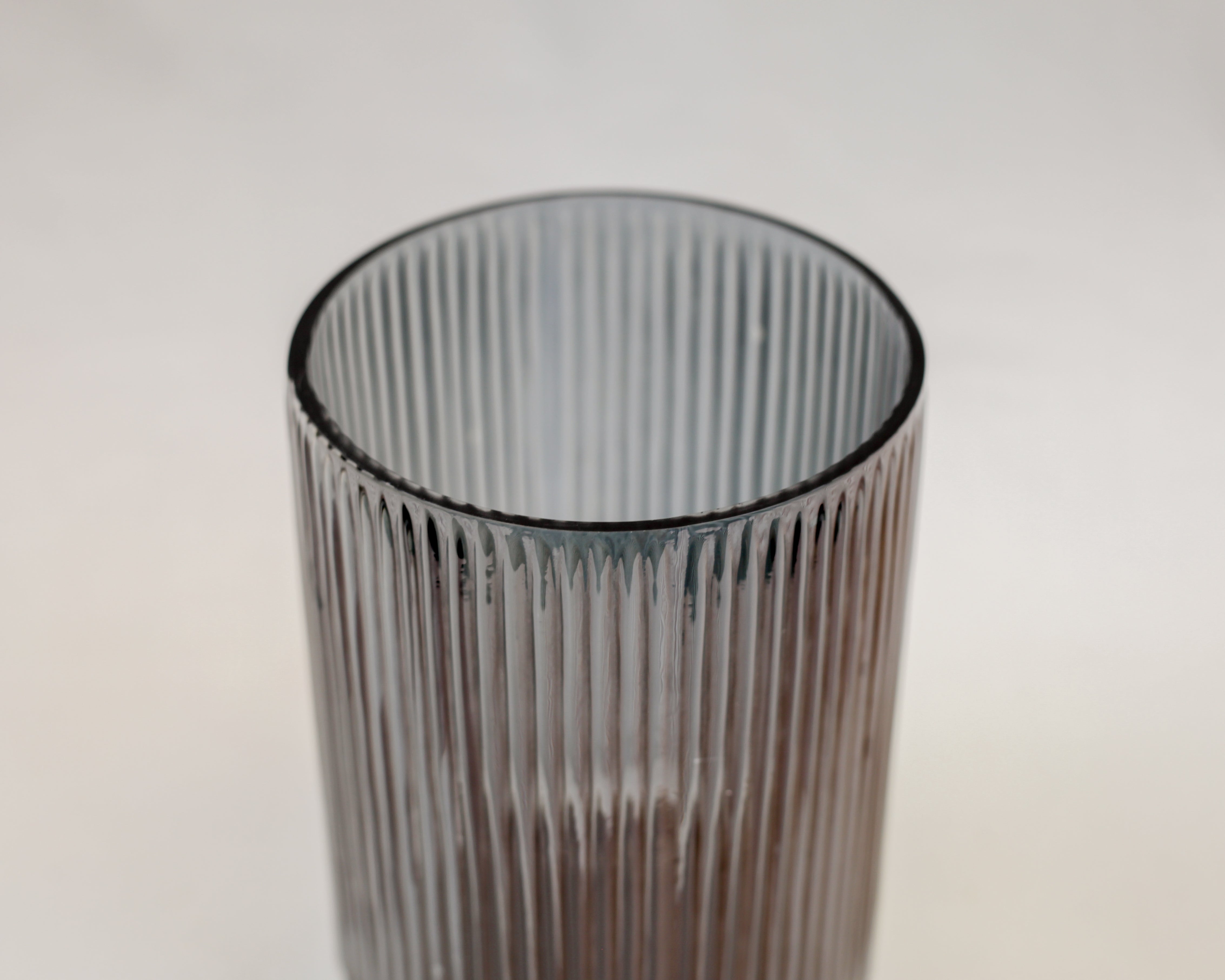 Ribbed Smoke Glass Vase (8.5")