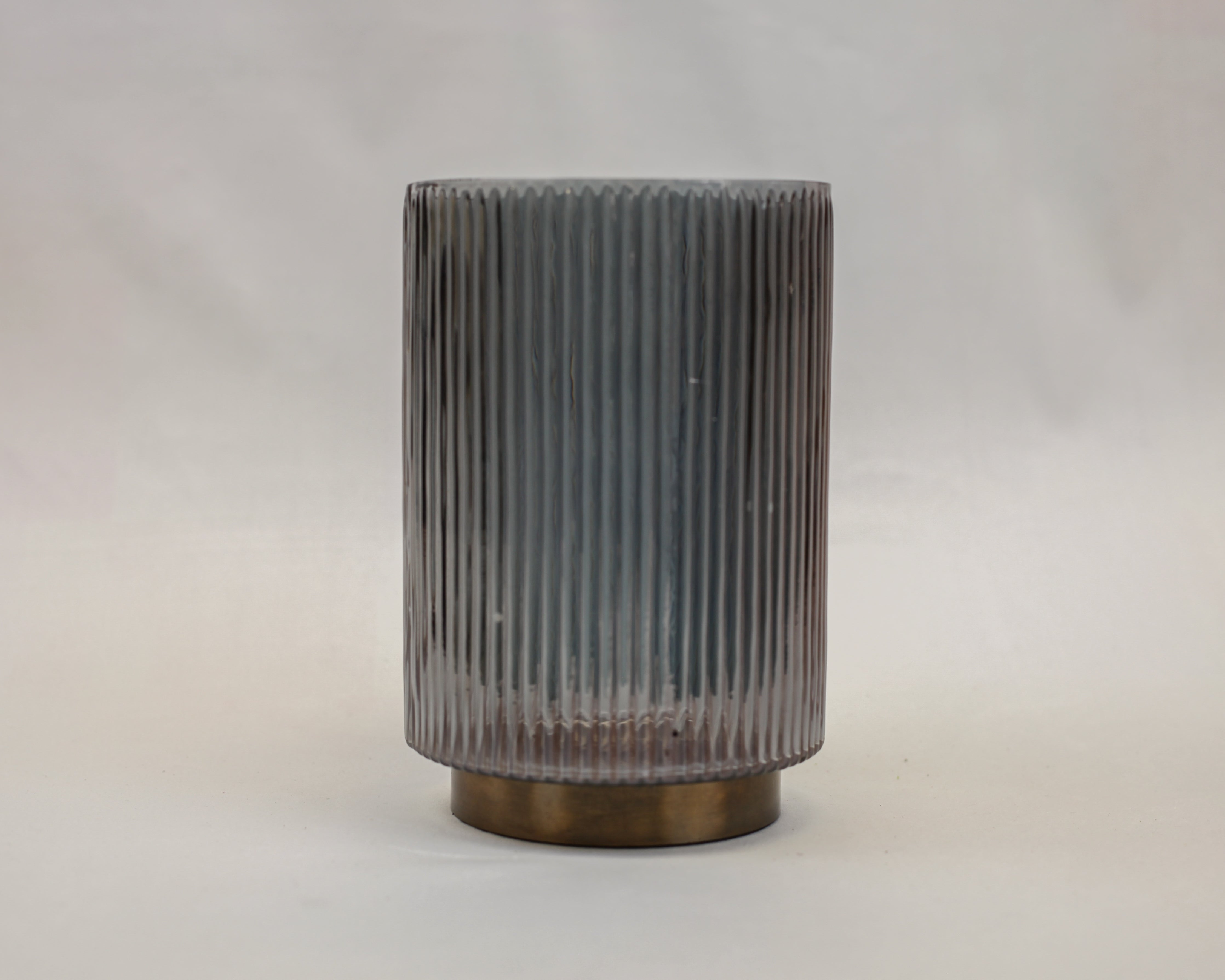 Ribbed Smoke Glass Vase (8.5")
