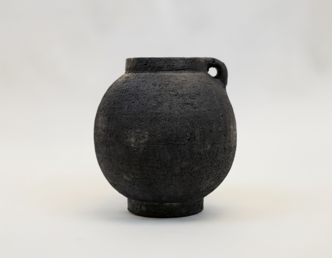 Luna Black Ceramic Abstract Vase (7")