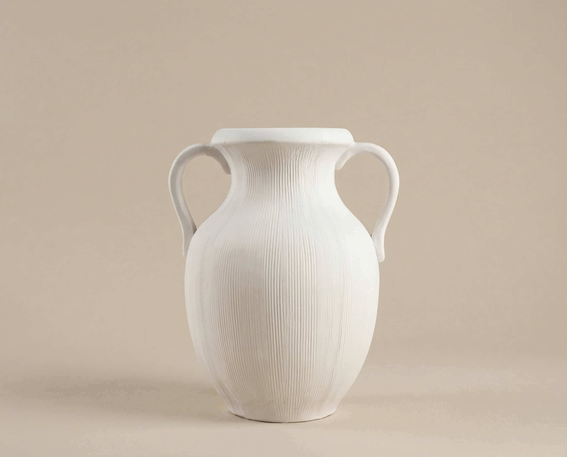 Muse White Striped Stoneware Vase (12")