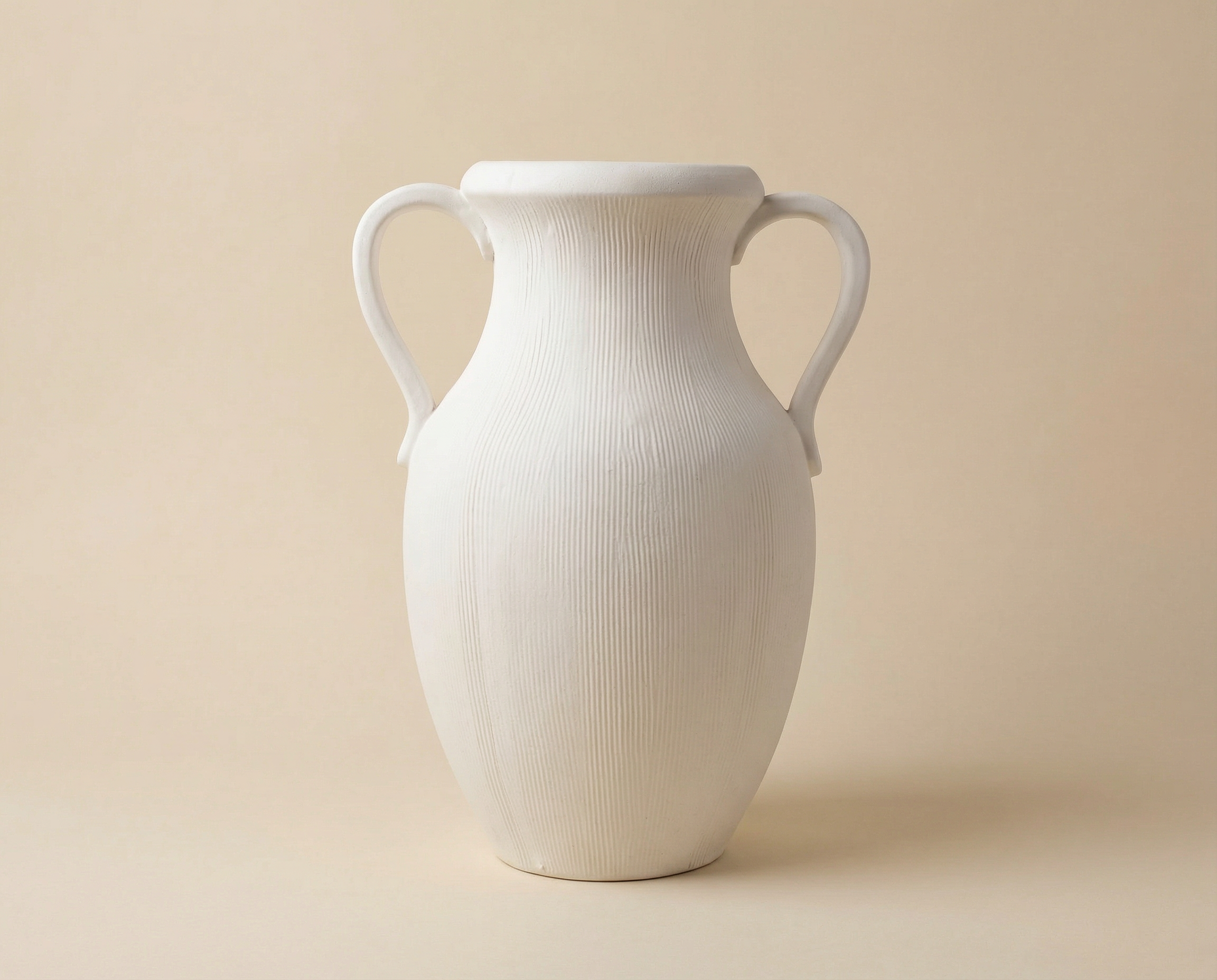 Muse White Striped Stoneware Vase (15")