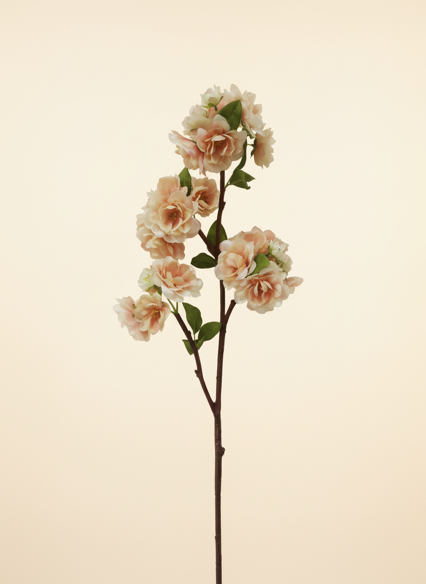 Peach Blossom Spray 28" - Linen Cream