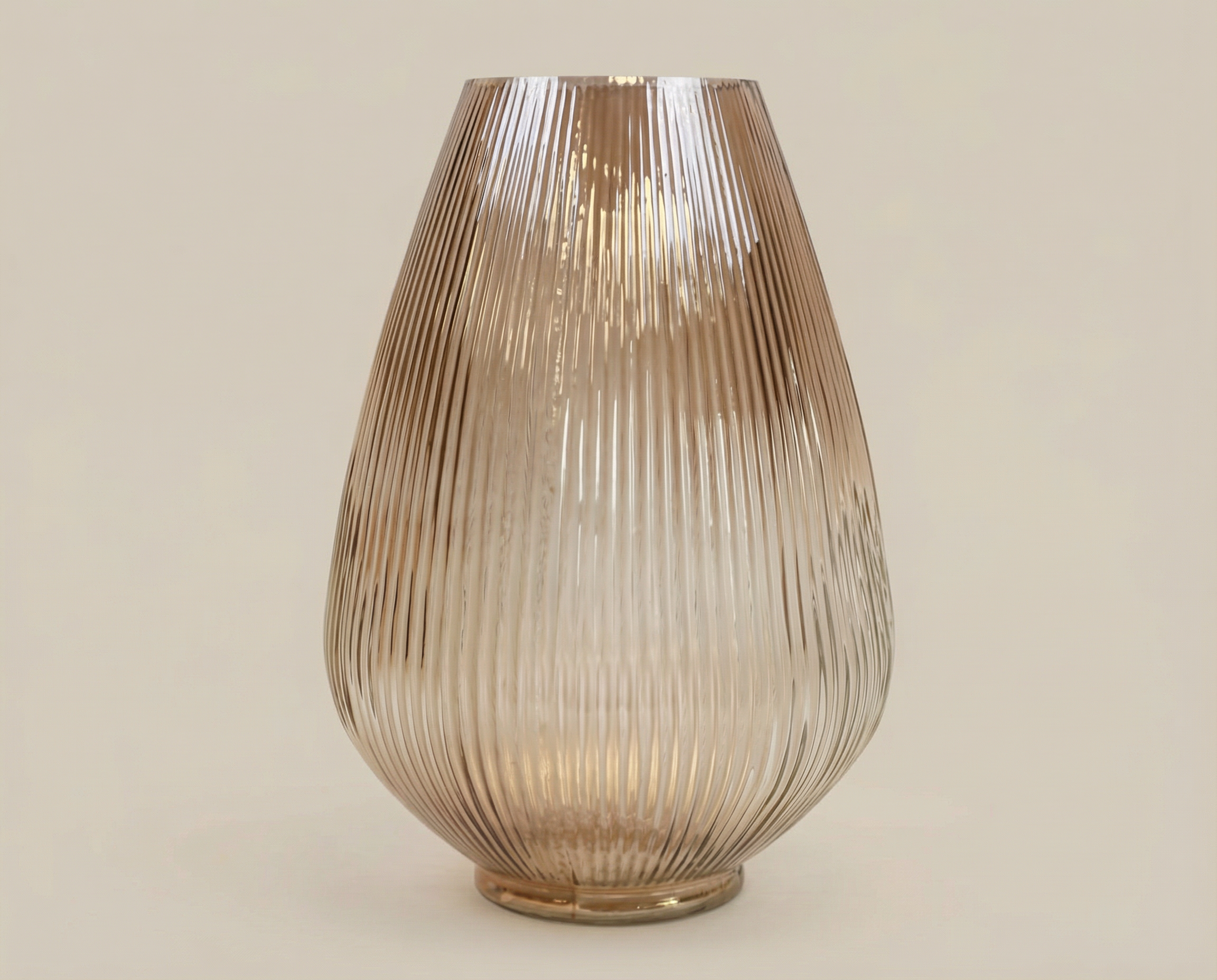 Ribbed Sand Teardrop Vase (12")