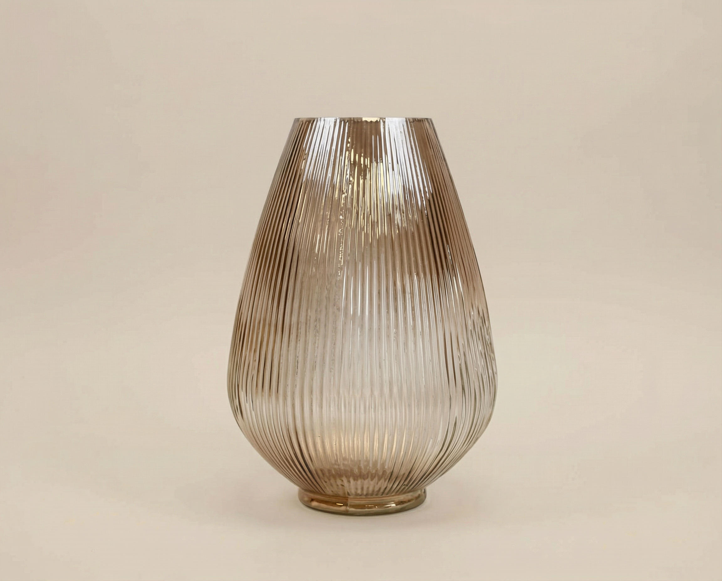 Ribbed Sand Teardrop Vase (9")
