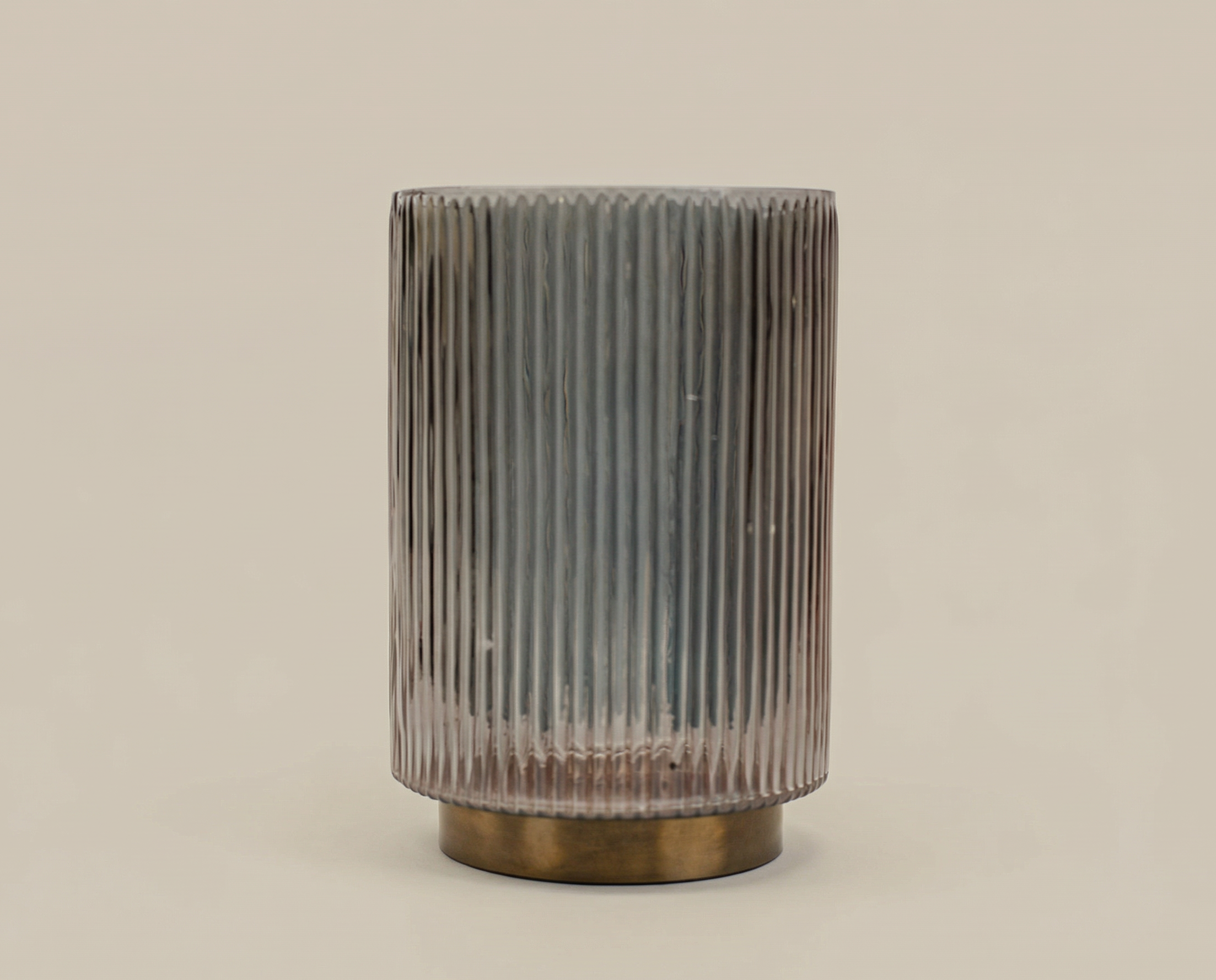 Ribbed Smoke Glass Vase (8.5")
