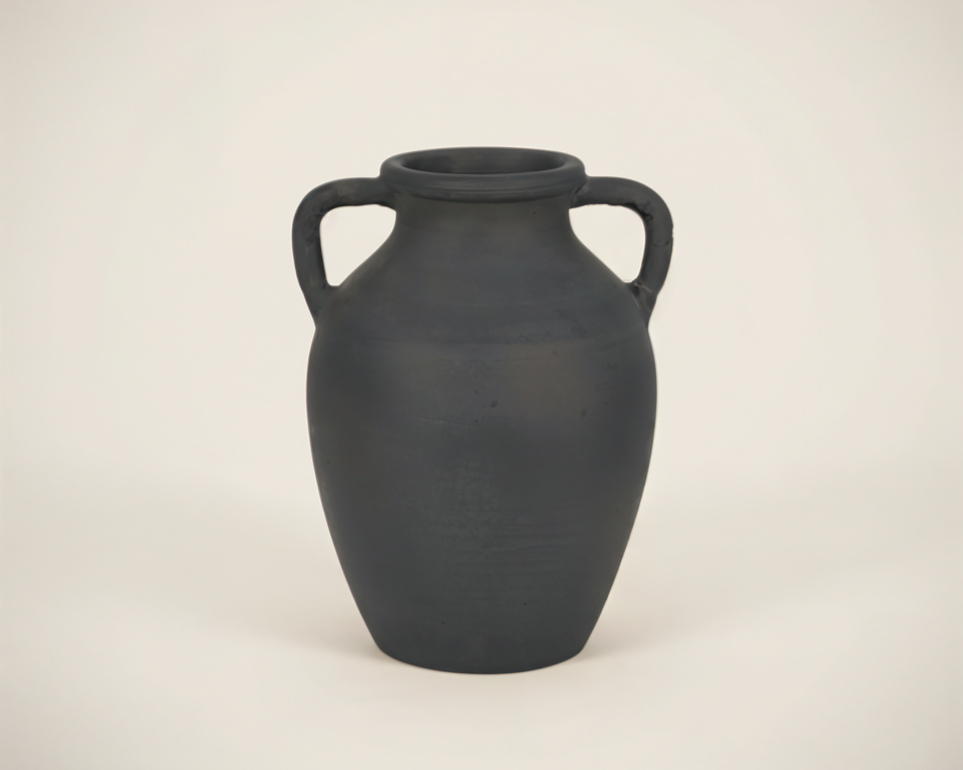 Noir Black Ceramic Handle Vase (13")